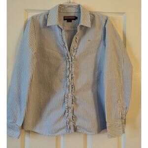 VINEYARD VINES Womens Blue White Pink Stripe Long Sleeve Button Up Shirt Size 12